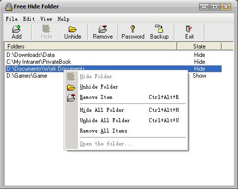 Klasör Gizleme Programı Free Hide Folder